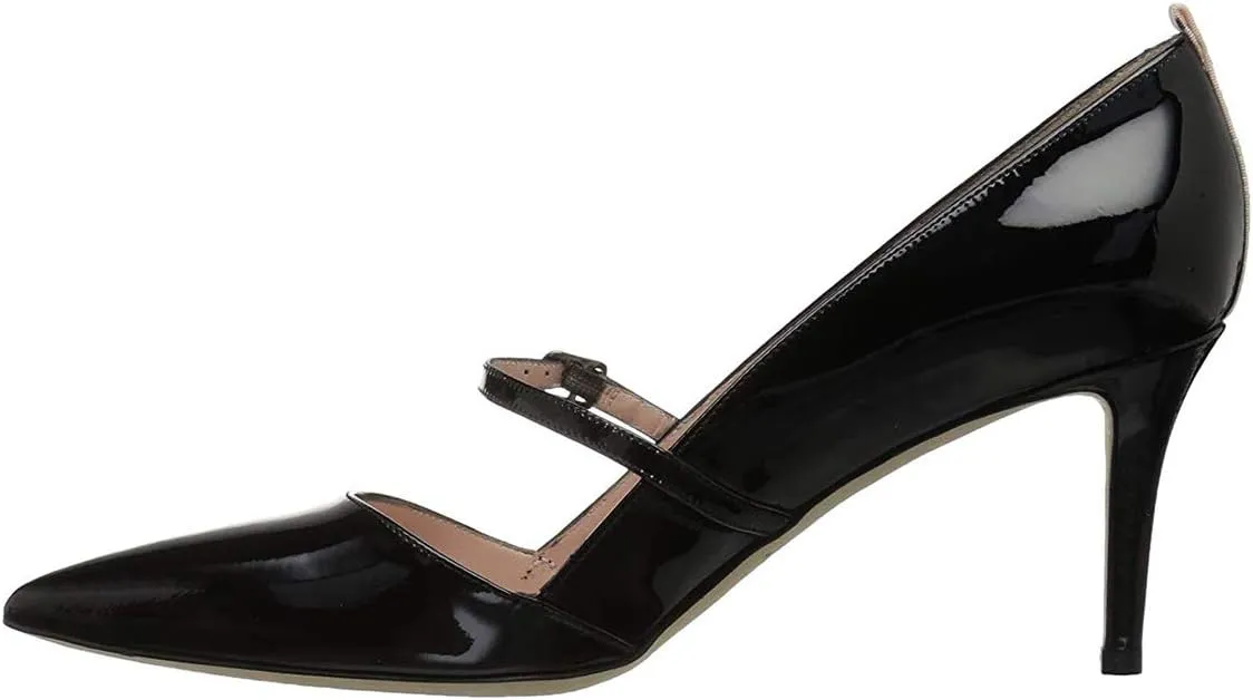 YDN Women Mary Jane Pointed Toe Mid Heels Pumps Slip On Buckled Dress Formal Office Lady Shoes Size 4-15 US