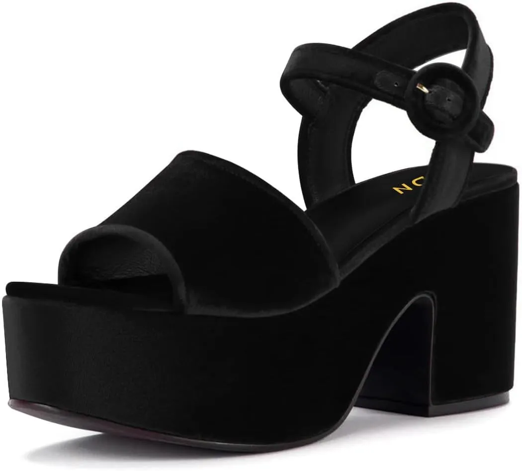 YDN Women's Classy Buckled Strap Platform Sandals Open Toe Chunky High Heel Pumps Prom Holiday Trip Shoes Size 4-16 US