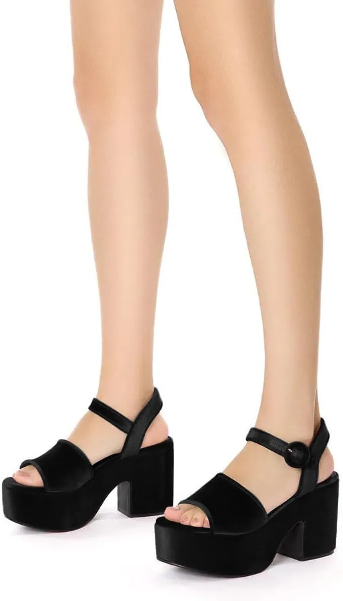 YDN Women's Classy Buckled Strap Platform Sandals Open Toe Chunky High Heel Pumps Prom Holiday Trip Shoes Size 4-16 US