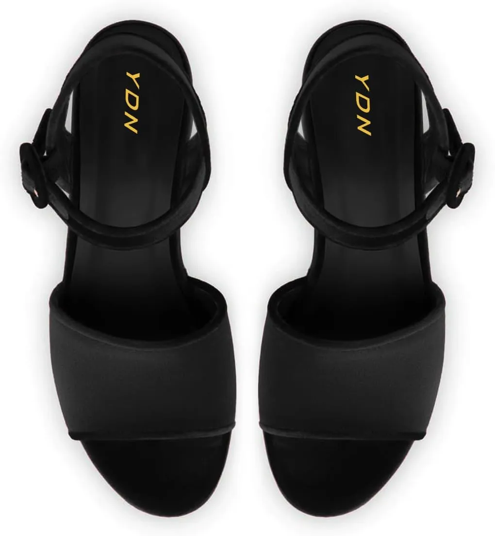 YDN Women's Classy Buckled Strap Platform Sandals Open Toe Chunky High Heel Pumps Prom Holiday Trip Shoes Size 4-16 US