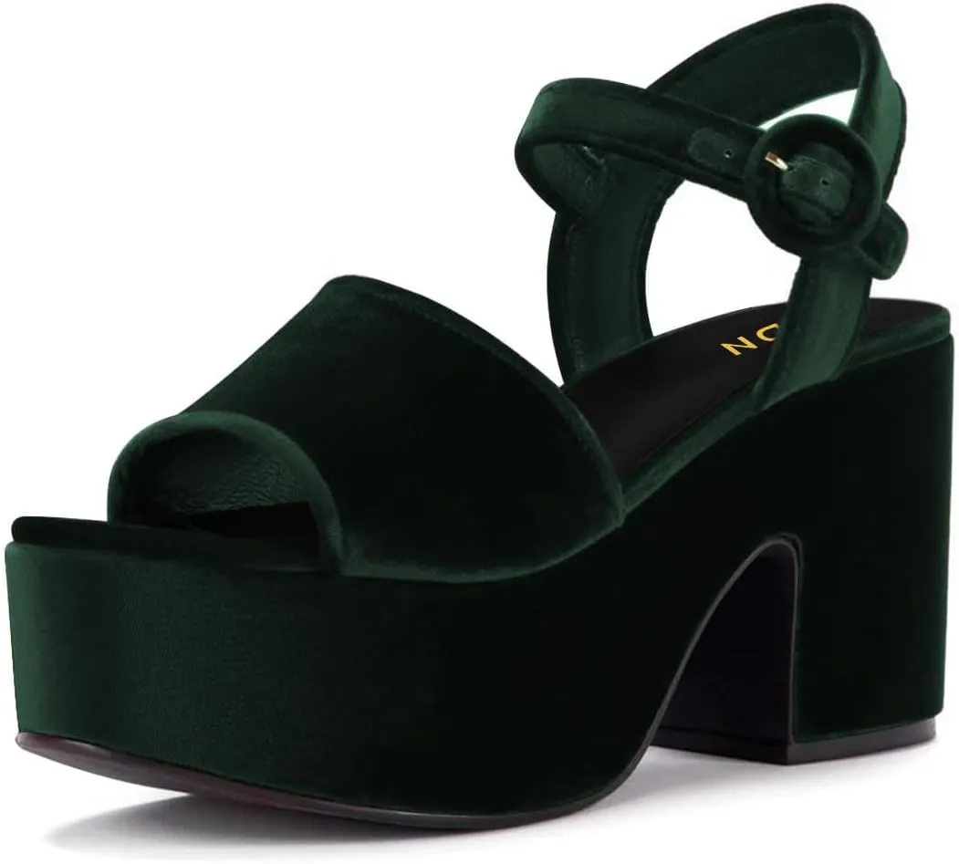 YDN Women's Classy Buckled Strap Platform Sandals Open Toe Chunky High Heel Pumps Prom Holiday Trip Shoes Size 4-16 US