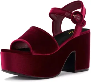 YDN Women's Classy Buckled Strap Platform Sandals Open Toe Chunky High Heel Pumps Prom Holiday Trip Shoes Size 4-16 US