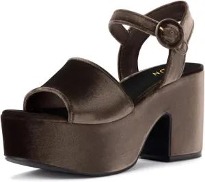 YDN Women's Classy Buckled Strap Platform Sandals Open Toe Chunky High Heel Pumps Prom Holiday Trip Shoes Size 4-16 US
