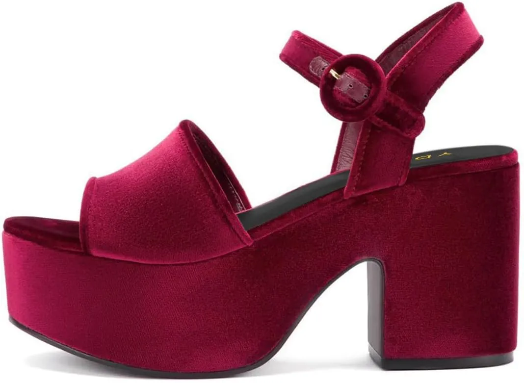 YDN Women's Classy Buckled Strap Platform Sandals Open Toe Chunky High Heel Pumps Prom Holiday Trip Shoes Size 4-16 US