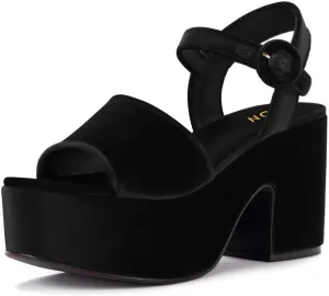 YDN Women's Classy Buckled Strap Platform Sandals Open Toe Chunky High Heel Pumps Prom Holiday Trip Shoes Size 4-16 US