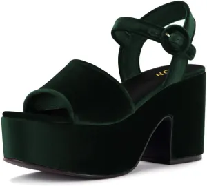 YDN Women's Classy Buckled Strap Platform Sandals Open Toe Chunky High Heel Pumps Prom Holiday Trip Shoes Size 4-16 US