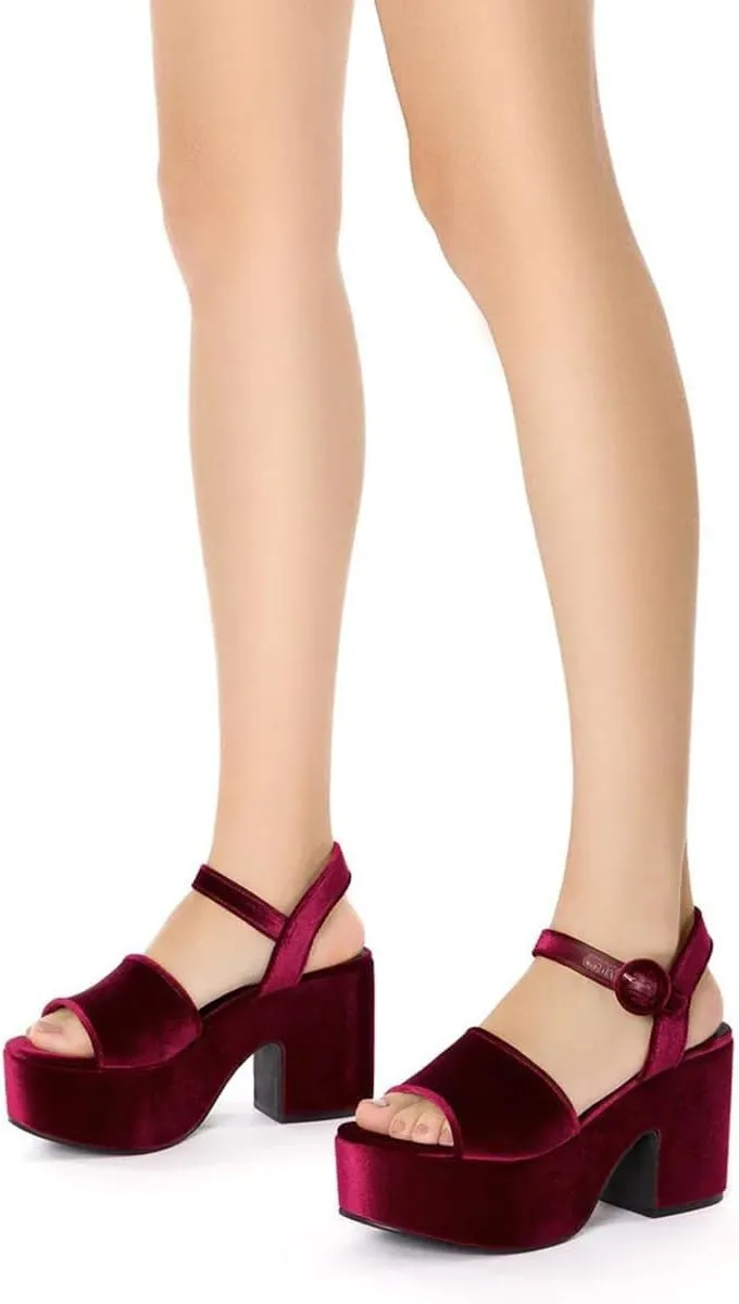 YDN Women's Classy Buckled Strap Platform Sandals Open Toe Chunky High Heel Pumps Prom Holiday Trip Shoes Size 4-16 US