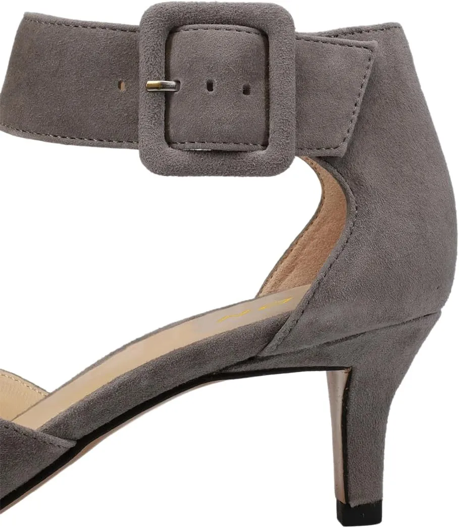 YDN Women's Open Peep Toe Heeled Sandals Kitten Low Heel Ankle Buckled Strap Wedding Prom Daily Outfit Dress Shoes Size 4-16 US