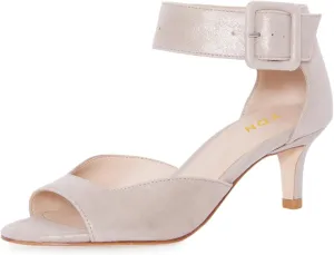 YDN Women's Open Peep Toe Heeled Sandals Kitten Low Heel Ankle Buckled Strap Wedding Prom Daily Outfit Dress Shoes Size 4-16 US