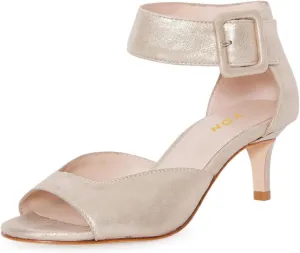 YDN Women's Open Peep Toe Heeled Sandals Kitten Low Heel Ankle Buckled Strap Wedding Prom Daily Outfit Dress Shoes Size 4-16 US