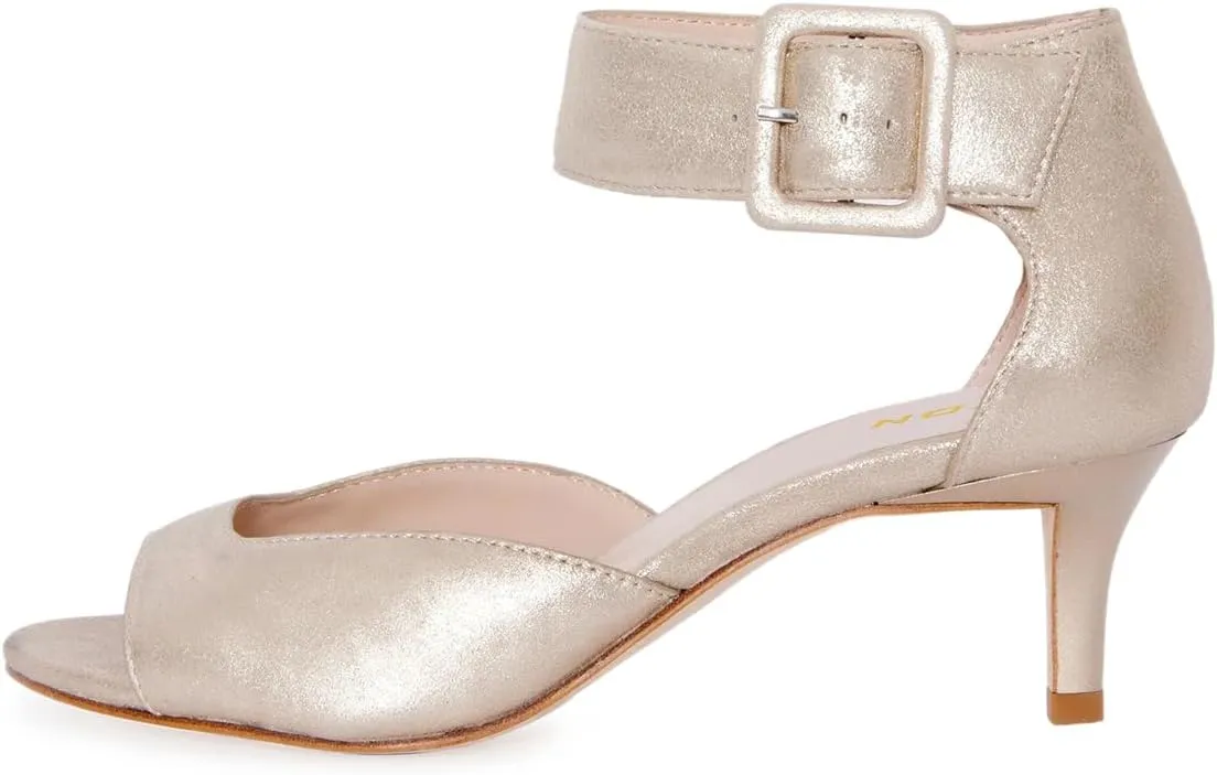 YDN Women's Open Peep Toe Heeled Sandals Kitten Low Heel Ankle Buckled Strap Wedding Prom Daily Outfit Dress Shoes Size 4-16 US