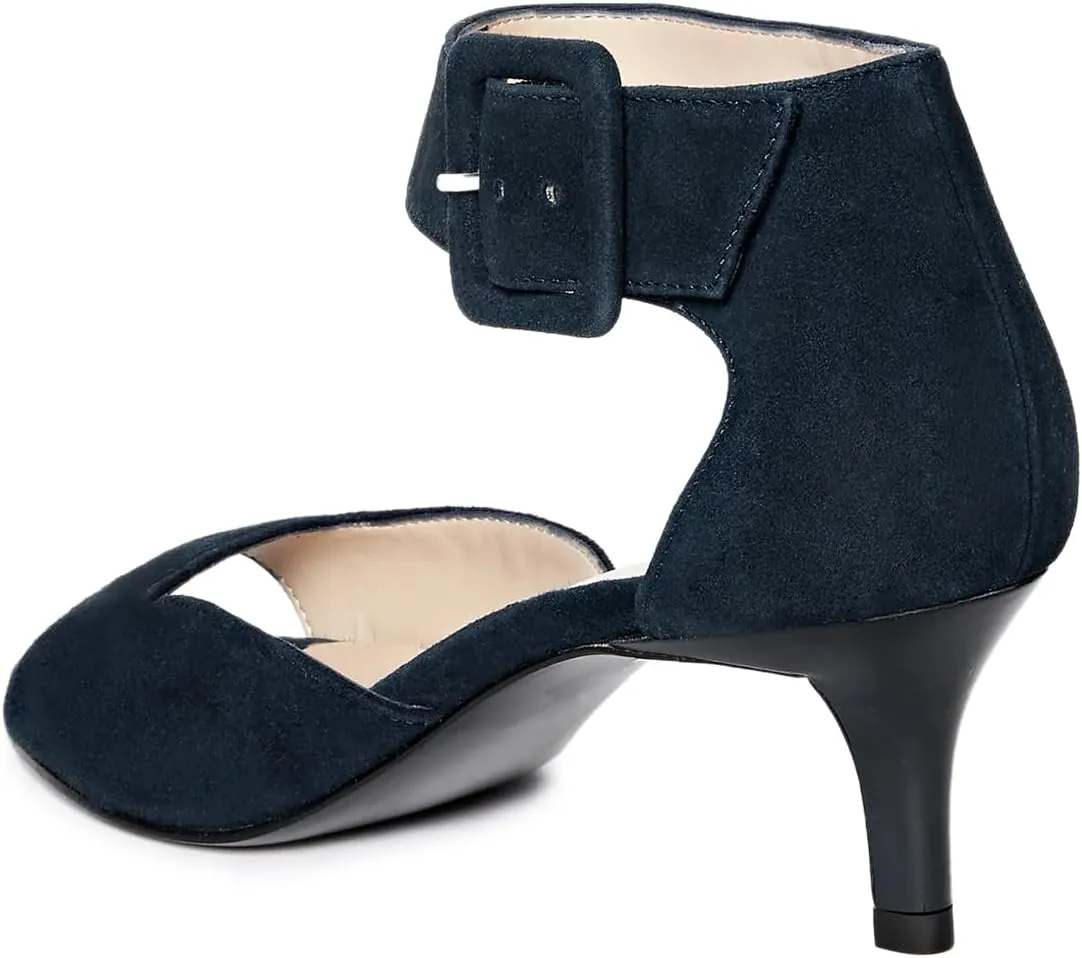 YDN Women's Open Peep Toe Heeled Sandals Kitten Low Heel Ankle Buckled Strap Wedding Prom Daily Outfit Dress Shoes Size 4-16 US