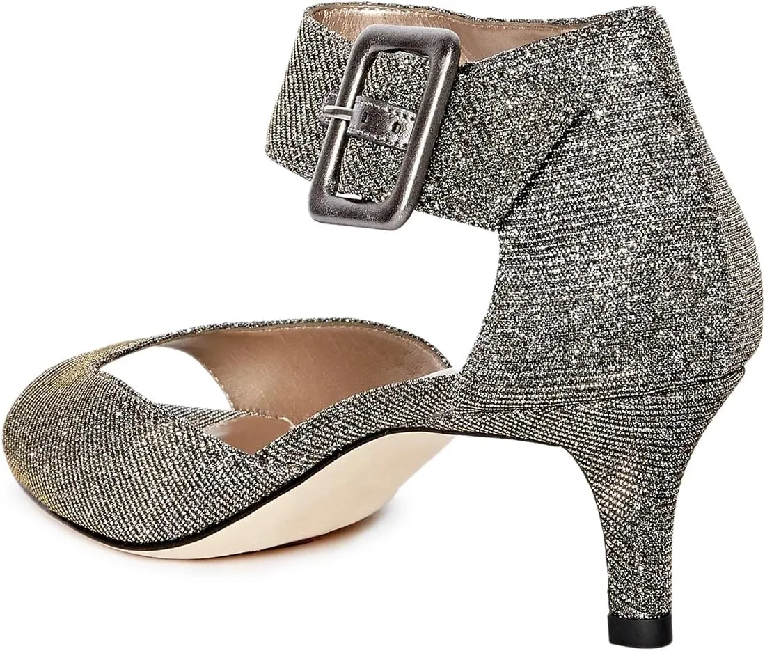 YDN Women's Open Peep Toe Heeled Sandals Kitten Low Heel Ankle Buckled Strap Wedding Prom Daily Outfit Dress Shoes Size 4-16 US