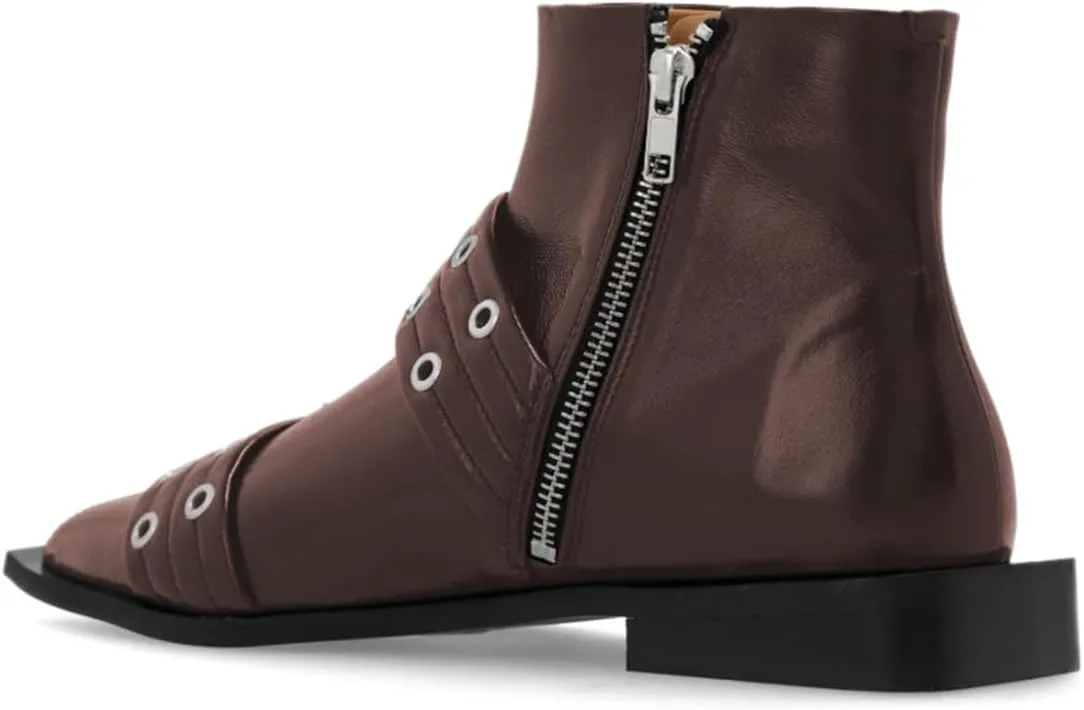 YDN Women's Pointed Toe Buckled Style Ankle Boots Low Chunky Heel Booties Shoes with Side Zipper for Party Daily Wear Size 4-16 US