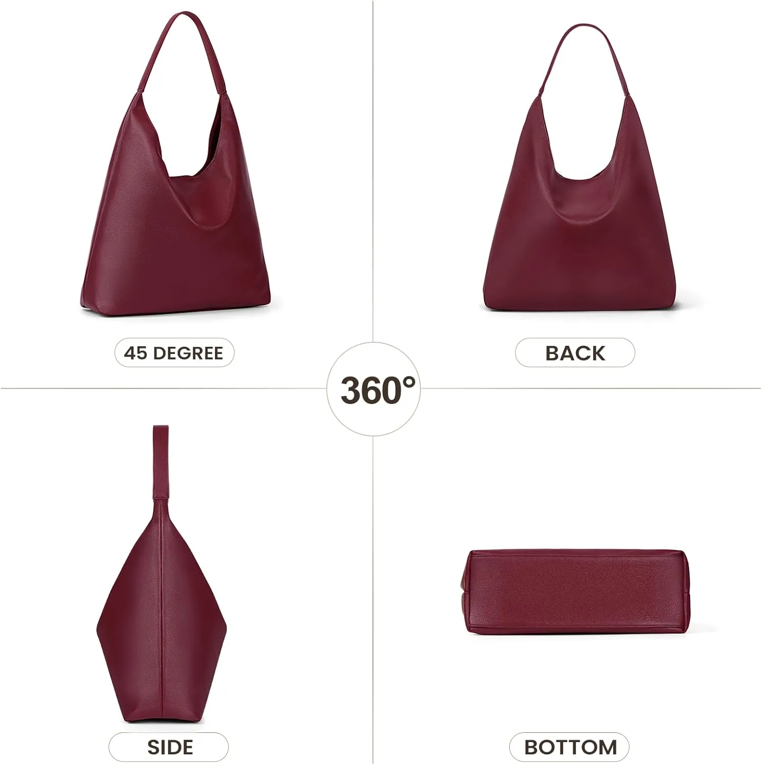 YFGBCX Slouchy Hobo Tote Bags for Women - Faux Leather Work & College Tote Handbags with Small Pouch