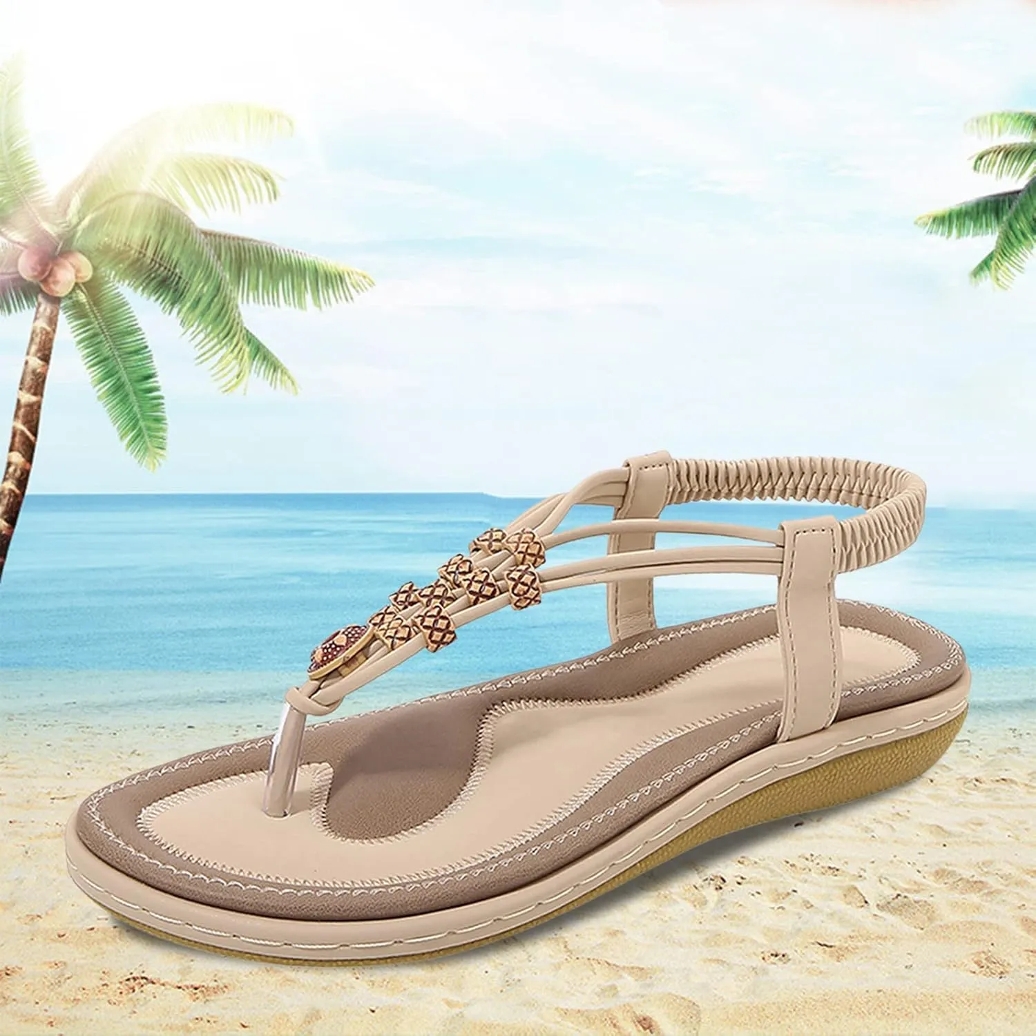 Yoga Mat Comfortable Flat Sandal for Women Casual Summer Comfortable Walking Shoes Slingback Flats for Women