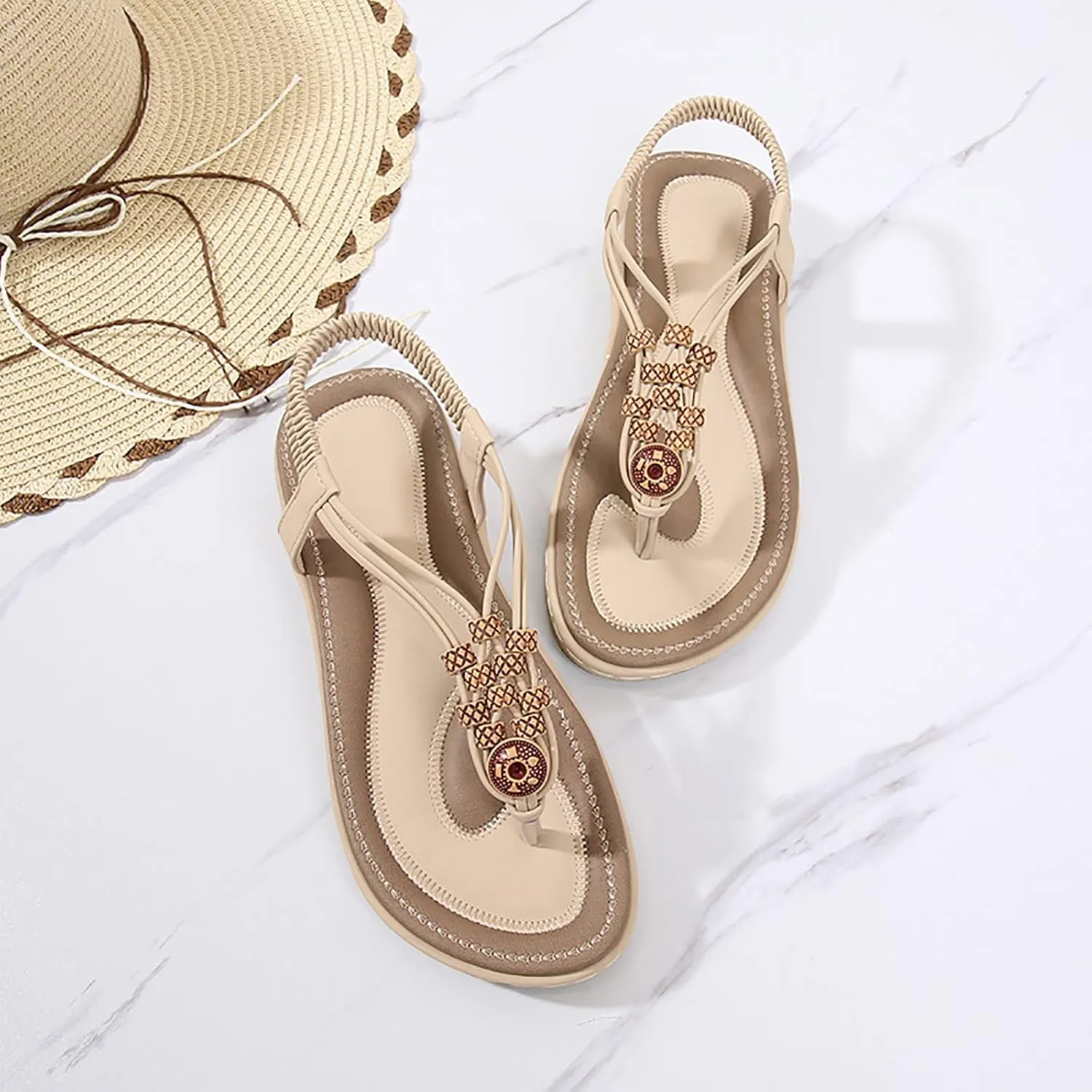 Yoga Mat Comfortable Flat Sandal for Women Casual Summer Comfortable Walking Shoes Slingback Flats for Women