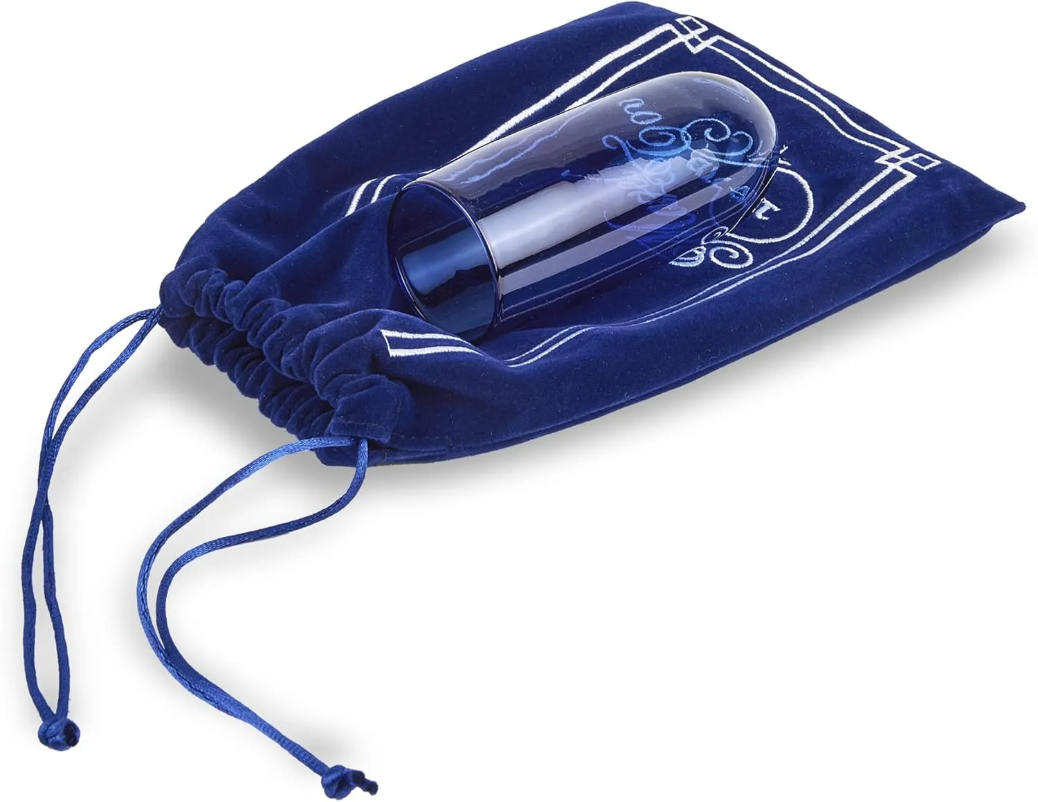 Zion Judaica Jewish Wedding Breaking Glass Kit in Navy Velvet Drawstring Bag Embroidered Mazel Tov in Hebrew and English - Huppah Smash Glass in Protected Fabric Jewish Wedding Gift for Groom or Bride