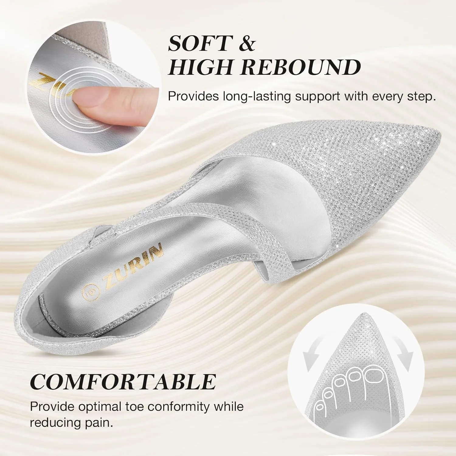 ZURIN Women's Pointed Toe Stiletto Heels for Women Comfortable Closed Toe Heel Dress Pumps Shoes for Work Office Wedding Dancing 3 inch